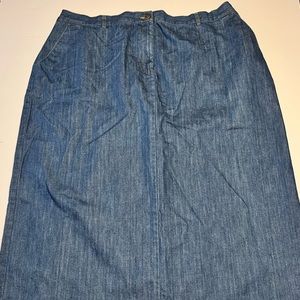 LANDS’END Women’s Denim Long Length Maxi Skirt 24W